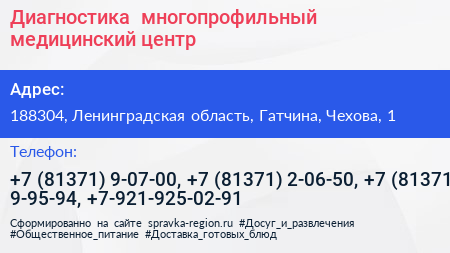 Диагностика+ многопрофильный медицинский центр - визитка