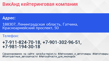 ВикАнд кейтеринговая компания - визитка