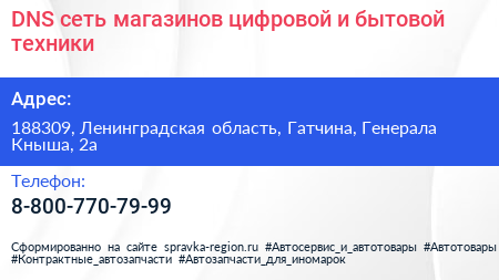 DNS сеть магазинов цифровой и бытовой техники - визитка