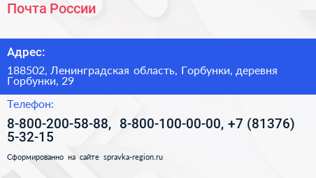 Почта России - визитка