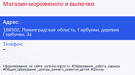 Магазин мороженого и выпечки - визитка