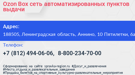 Ozon Box сеть автоматизированных пунктов выдачи - визитка