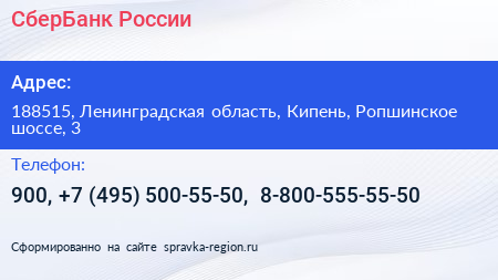 СберБанк России - визитка