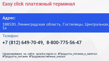 Easy click платежный терминал - визитка