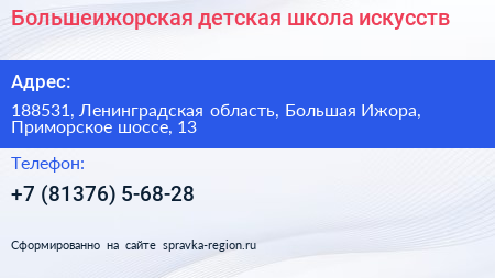 Большеижорская детская школа искусств - визитка