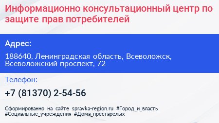 Информационно консультационный центр по защите прав потребителей - визитка