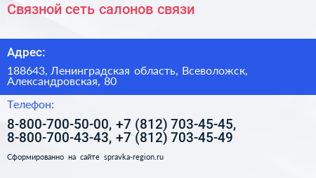 Связной сеть салонов связи - визитка
