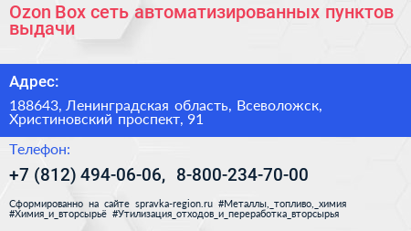 Ozon Box сеть автоматизированных пунктов выдачи - визитка