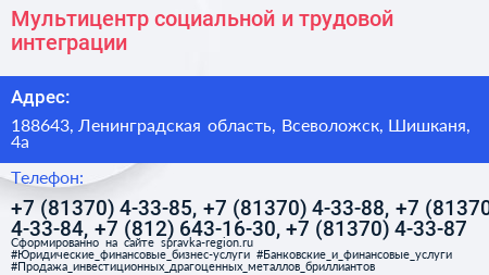 Мультицентр социальной и трудовой интеграции - визитка