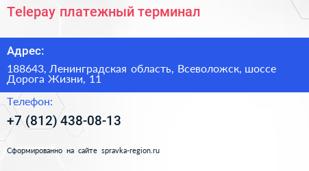 Telepay платежный терминал - визитка