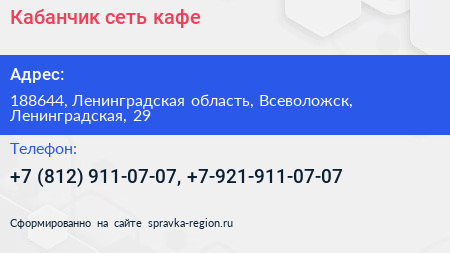 Кабанчик сеть кафе - визитка