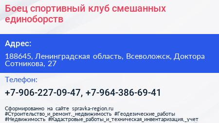 Боец спортивный клуб смешанных единоборств - визитка
