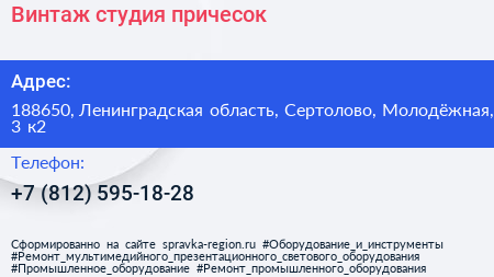 Винтаж студия причесок - визитка
