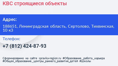 КВС строящиеся объекты - визитка