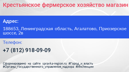 Крестьянское фермерское хозяйство магазин - визитка