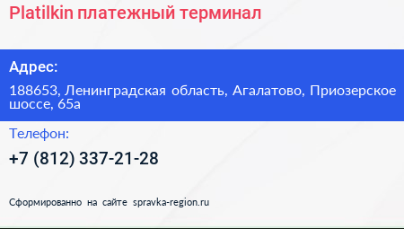 Platilkin платежный терминал - визитка