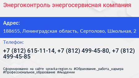 Энергоконтроль энергосервисная компания - визитка