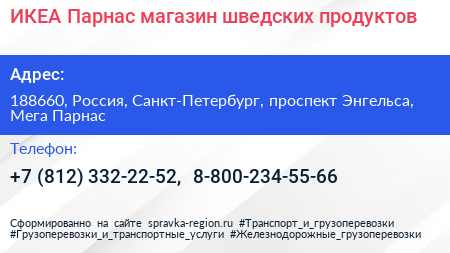 ИКЕА Парнас магазин шведских продуктов - визитка