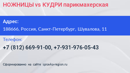 НОЖНИЦЫ vs КУДРИ парикмахерская - визитка