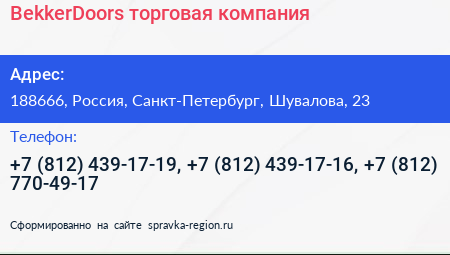 BekkerDoors торговая компания - визитка