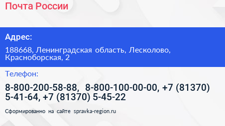 Почта России - визитка