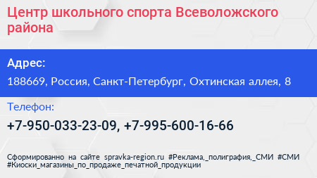 Центр школьного спорта Всеволожского района - визитка