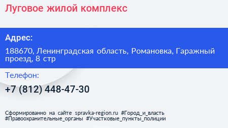 Луговое жилой комплекс - визитка