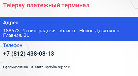 Telepay платежный терминал - визитка