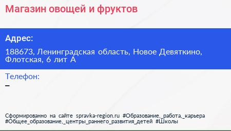Магазин овощей и фруктов - визитка