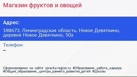 Магазин фруктов и овощей - визитка
