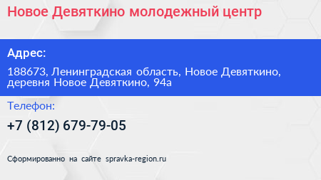 Новое Девяткино молодежный центр - визитка