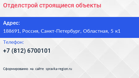 Нажмите, чтобы скачать визитку Отделстрой строящиеся объекты - визитка