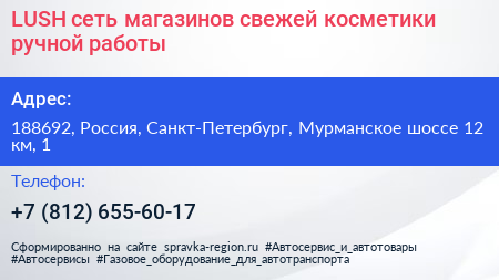 LUSH сеть магазинов свежей косметики ручной работы - визитка