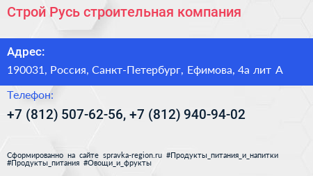 Строй Русь строительная компания - визитка