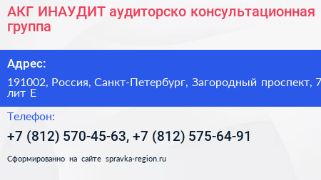 АКГ ИНАУДИТ аудиторско консультационная группа - визитка
