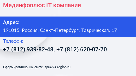 Мединфоплюс IT компания - визитка
