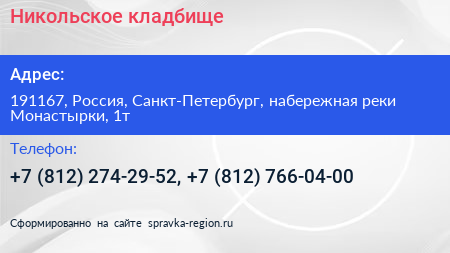 Никольское кладбище - визитка