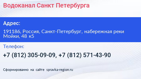Водоканал Санкт Петербурга - визитка