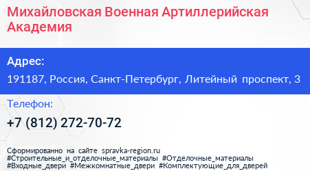 Михайловская Военная Артиллерийская Академия - визитка
