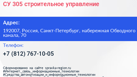 СУ 305 строительное управление - визитка