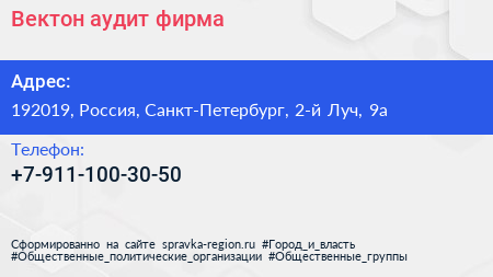 Нажмите, чтобы скачать визитку Вектон аудит фирма - визитка
