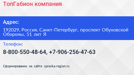 ТопГабион компания - визитка