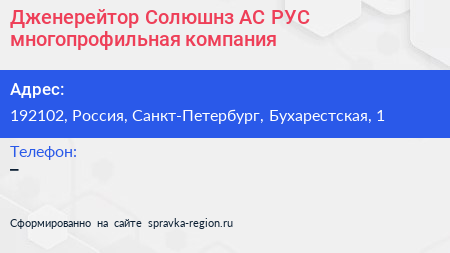 Дженерейтор Солюшнз АС РУС многопрофильная компания - визитка
