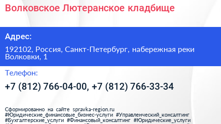 Волковское Лютеранское кладбище - визитка