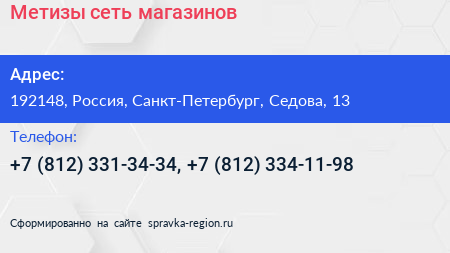 Метизы сеть магазинов - визитка