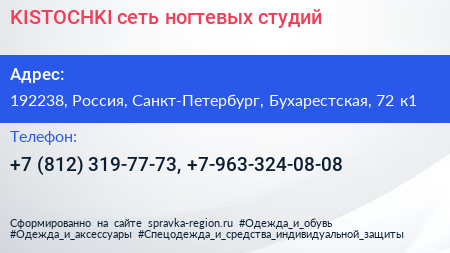 KISTOCHKI сеть ногтевых студий - визитка