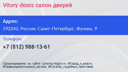 Vitory doors салон дверей - визитка
