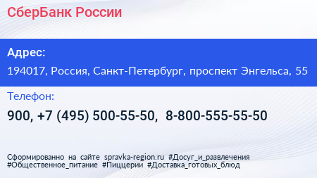 СберБанк России - визитка