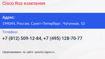 Cisco Rus компания - визитка
