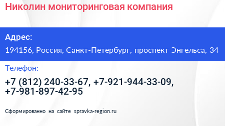 Николин мониторинговая компания - визитка